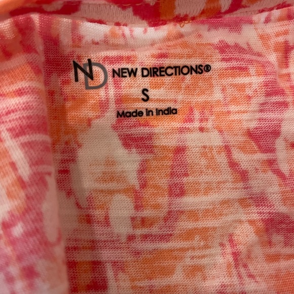 🌸 🌸SALE! 4 for $20!NEW DIRECTIONS PINK & Orange Cotton Short Sleeve Top Size S - Picture 5 of 5